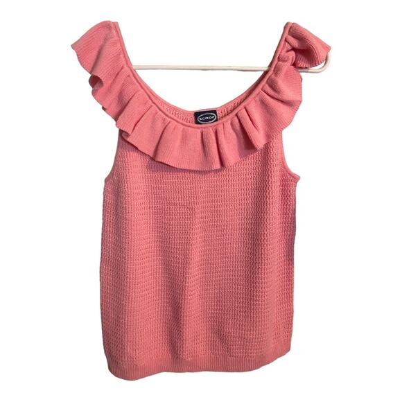 Scoop Summer Sweater Lightweight Pink Sz Large 12-14 Knit 100% Cotton Swank Top - Picture 2 of 11